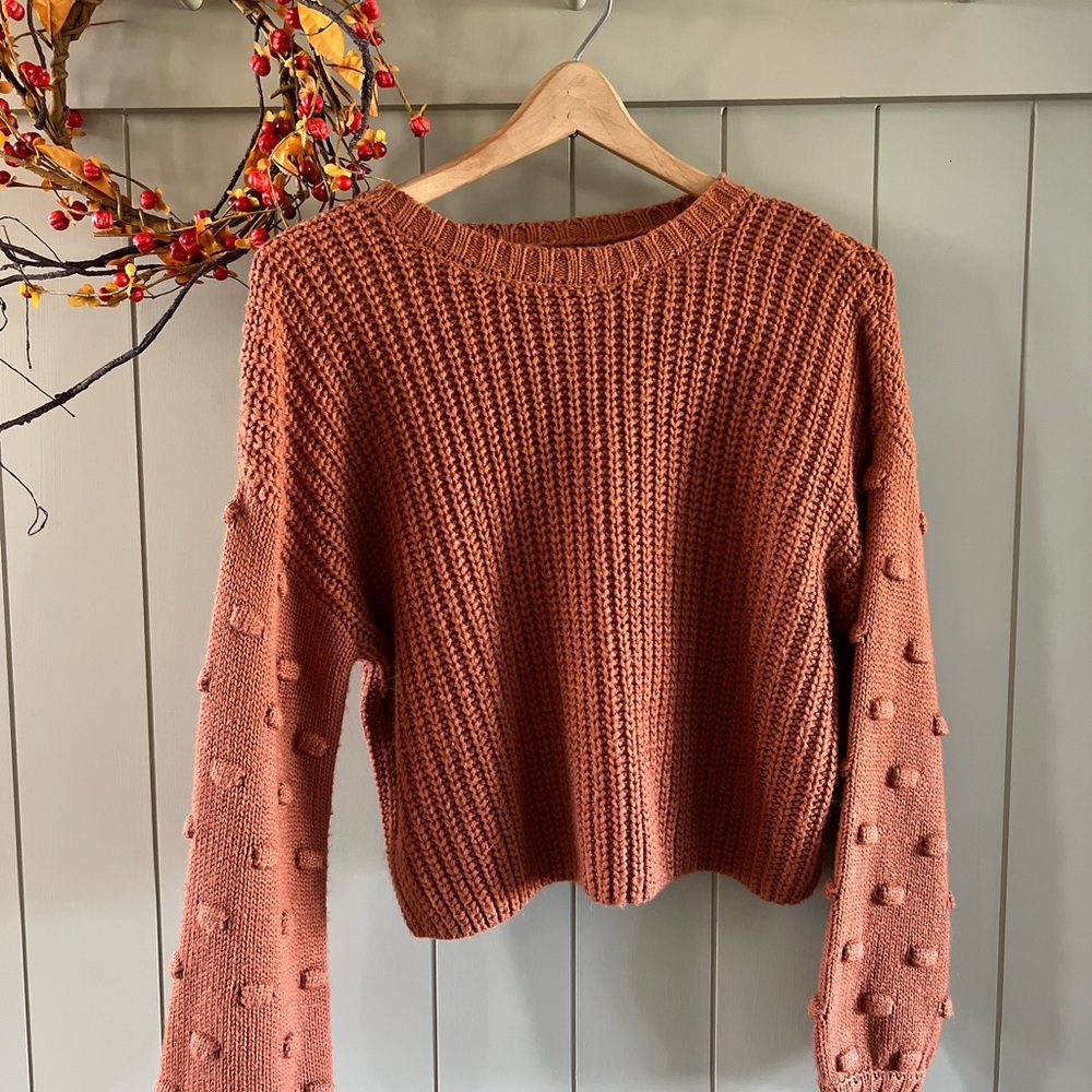 moon & madison Textured Knit Sweater - Burnt Orange